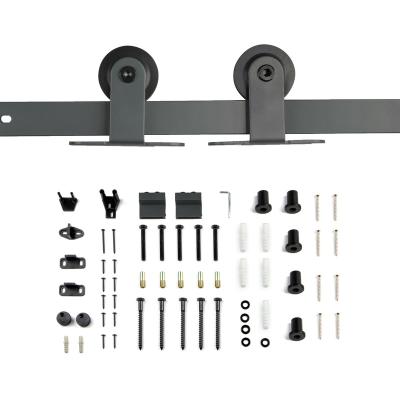 China Sliding Heavy Duty Black 120KG 2M Track Top Mount Barn Door Hardware Sliding Kits for sale