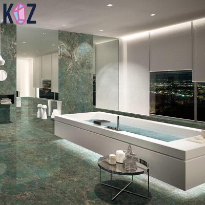 China Rustic Tiles Glaze Bathroom Floor And Wall Porcelain Amazonian Green Marble Ceramic Polished Tile for sale