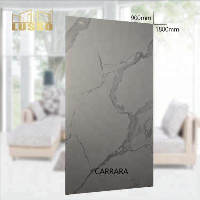 China LUSSO Acid Resistant Ceramic Modern White Carrara 900X1800 Color Glazed Polished Large Format Tile For Project for sale