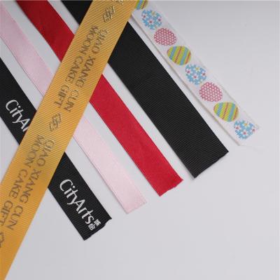 China Polyester Sustainable Ribbon Printing Custom Wedding Ribbon Gift Wrapping Ribbon Printing Logo Yarn Bronzing Custom for sale