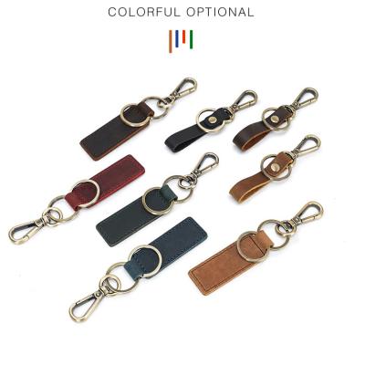 China Useful Drop Shipping Free Shipping Luxury Vintage Brown Engraved Genuine Leather Bracelet Cuff Whip Leather Key Chain With Logo for sale