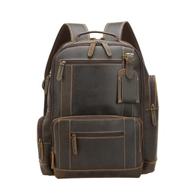 China TIDING Amazon Anti-theft Hit Backpack Genuine Leather Vintage 15.6 Inch Laptop Backpack Bag for sale