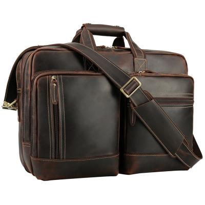 China High Quality TIDING Large Capacity Brown OEM Vintage Increase Capacity Crazy Horse Leather Briefcase For Men for sale