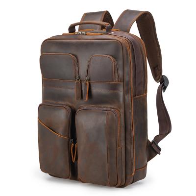 China TIDING Dopshipping New Design Casual Vintage Anti-theft Genuine Crazy Horse Leather Travel Anti-theft Backpack Men for sale