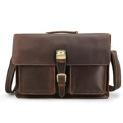 China 2022 Tiding New Arrival Vintage Style Brown Real Cowhide Crazy Horse Laptop Bag Business Genuine Leather Briefcase For Men for sale