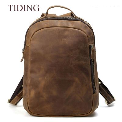 China Hot Selling RFID Tiding Men's Cowhide Leather Backpack Men's Genuine Leather Travel Backpack Laptop Bag for sale