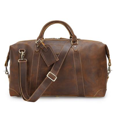 China TIDING Vintage Genuine Leather Duffel Bag Men's Big Large Weekend Genuine Leather Duffel Bag Custom Made High Quality Luxury Travel Duffel Bag for sale