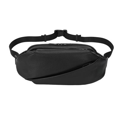 China Custom Logo Black Genuine Leather Crossbody Fanny Pack Bag Real Leather Brand New Custom Design Waist Bag from TIDING for sale