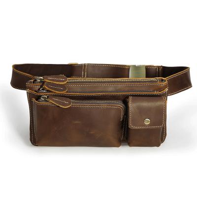 China Vintage Custom Made OEM Style Mens Causal Genuine Leather Fanny Pack Waist Pouch Belt Bag for sale