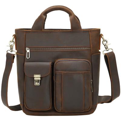 China Vintage Mens Shoulder Bag Drop Shipping Vintage Style YKK Zipper Mens Messenger Bag Genuine Cow Leather Shoulder Bag for sale