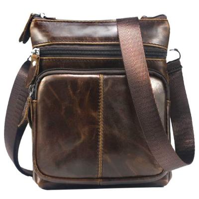 China Vintage Men's Shoulder Bag New Arrival Slim Men Waterproof Croosbody Bag Genuine Leather Messenger Satchel Bag for sale