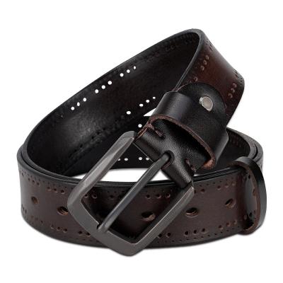 China Custom Made Luxury Classic Coffee Style Vintage TIDING Brand Genuine Leather Belt for sale