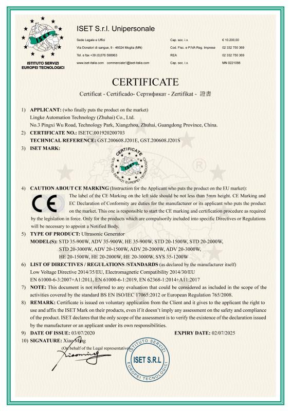 CE - LINGKE ULTRASONICS CO., LTD