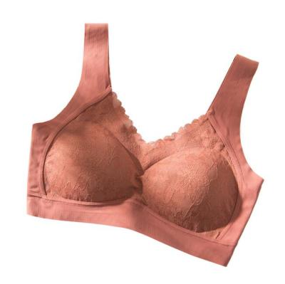 China QUICK DRY Thailand latex bra 4.0 lace yoga bra without trace wire free gathered comfortable sleep water bra for sale