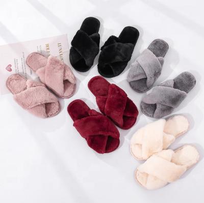 China Fashion Trend Women's Soft Fleece House Indoor Or Outdoor Plush Slippers for sale