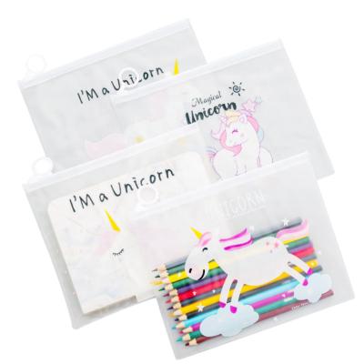 China Leopard Unicorn Transparent Pencil Case Cosmetic Bag School Office Supplies Document Bag File Folder Eco-Friendly Organizer for sale