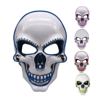 China Funny Halloween Skeleton Glow Mask Halloween LED Scary Mask Light Up Cosplay Party Masks Mascara Horror Halloween for sale