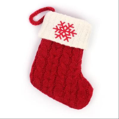 China Lovely Christmas Jars Red Snowflake Alphabet Letters Christmas Knitting Stocking Christmas Tree Pendant Decorations For Xmas Home Gift for sale