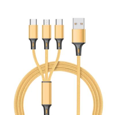 China 3 in 1 Cable 3 in 1 Fast Charging Portable Type-C USB Charger 1.2m Phone Power Bank EarPods Cable for sale