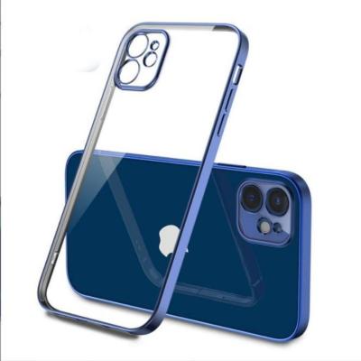 China Front View Transparent Clear Phone Case Shockproof TPU Plated Back Cover For iPhone 13 14 Pro Max Case for sale