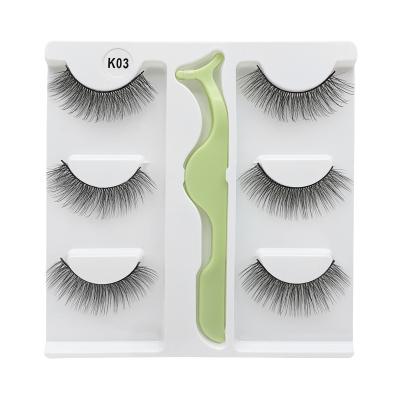 China Free Sample Dramatic Mink Eyelash Thick 3 Pairs Extra Long Mink Lashes Luxury False Mink Lashes for sale