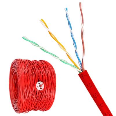 China UTP Hochgeschwindigkeits-Cat 5E-Internetkabel 1000Ft 0,5 mm 100MHz Rot PVC Pass Fluke-Test zu verkaufen