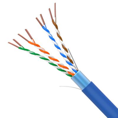 China 100MHz Cat5e FTP 24AWG Solid 100% Copper Blue High Speed Internet Cable 1000FT for sale