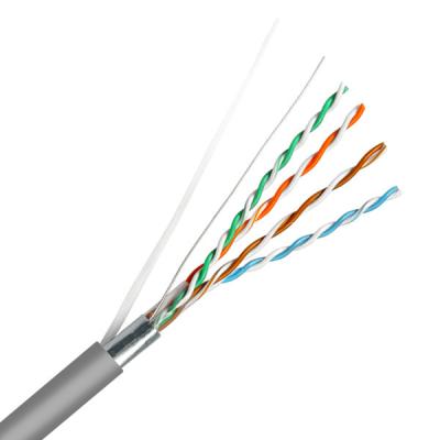 China 0.515mm Bare Copper Gray Jacket LSZH Cable Pass Fluke 24AWG FTP CAT5E Cable for sale