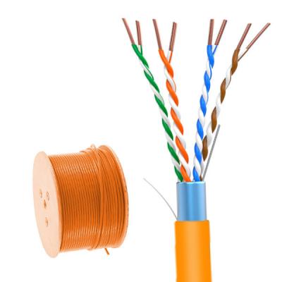 China 0.55mm Bare Capper Cat5e FTP 24AWG Orange PVC Cable Pass Fluke for sale