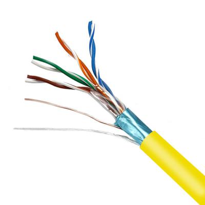 China 100MHz 24AWG FTP CAT5E Cable Yellow PVC Jacket Copper Indoor Cable 1000ft for sale