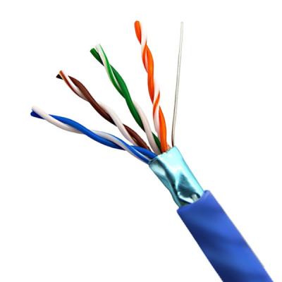 China 0.47mm FTP CAT5E Cable Blue PVC Jacket Pure Copper High Speed Network Cable 1000FT for sale