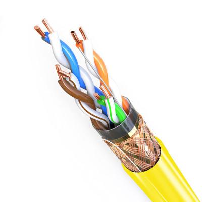 China Yellow PVC Jacket Cat5e SFTP 24AWG Copper 500Ft Shielded Ethernet Cable for sale