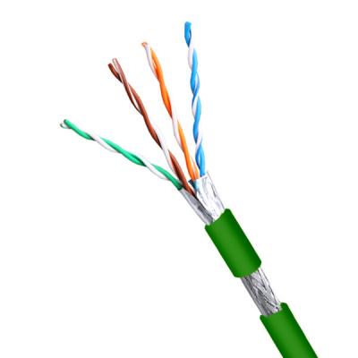 China Groen SFTP 24 AWG Cat 5E Kabel PVC Jacketed Network Pure Copper Shielding 500FT Te koop