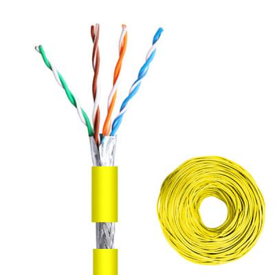 China Yellow PVC Ethernet Cable 100MHz 0.51mm Pure Copper 1000FT SFTP CAT5E Cable for sale