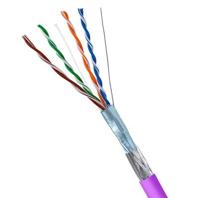 China 24AWG SFTP CAT5E Cable 100MHz Purple PVC Jacket Shielded Lan Cable 500FT for sale