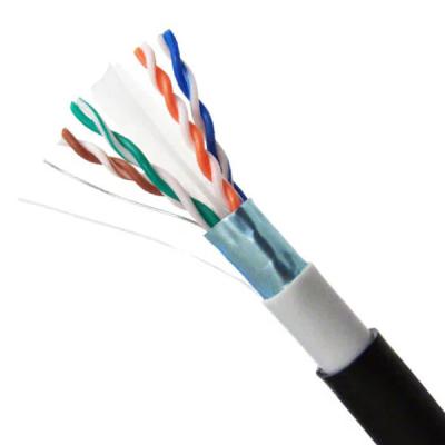 China Outdoor PE+PVC Jacket FTP CAT6 Cable Black Ethernet Cable Bare Solid Copper 1000FT for sale