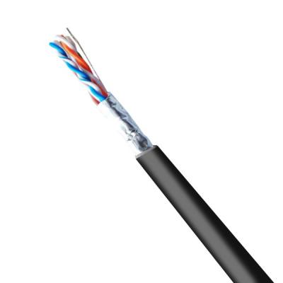 China Black Cat6 FTP 23AWG Outdoor PE Jacket Network Cable Extend To 550MHZ 1000FT for sale