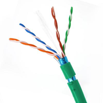 중국 0.570mm Cat6 FTP 23AWG 구리 네트워크 케이블 녹색 PVC 재킷 판매용