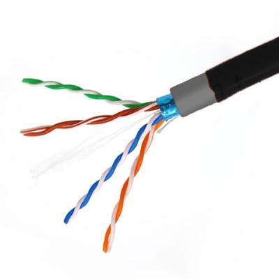 China 23AWG CAT6 FTP Cable Solid Outdoor Black PE+PVC Jacket Network Cable 1000Ft for sale