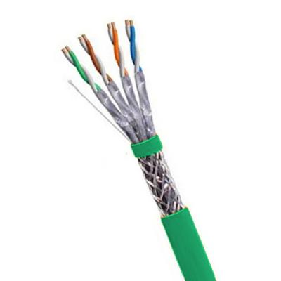 China 1000FT CAT7 SFTP 23AWG LSZH Green Jacket Ethernet Cable For 10Gbps 600MHz for sale