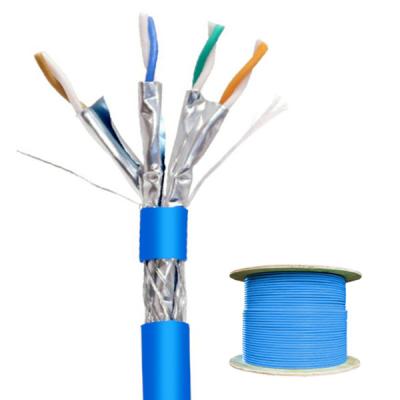 China 0.570mm LAN SFTP CAT7 Cable With Blue PVC Jacket For 10Gbps Network Connections for sale