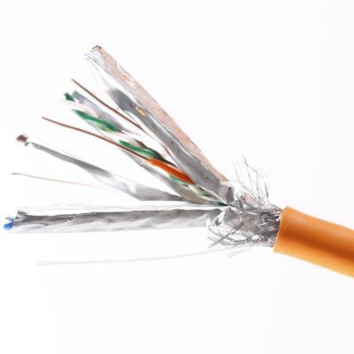 China Wholesale Bulk CAT6A SFTP 23AWG Cable CPR LSZH Orange Jacket 10Gbps Industrial-Grade Cable for sale
