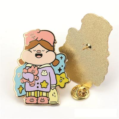 China Europe Clothing Lapel Pin Badge Custom Enamel Pins Metal Cartoon Badge Hard Making for sale