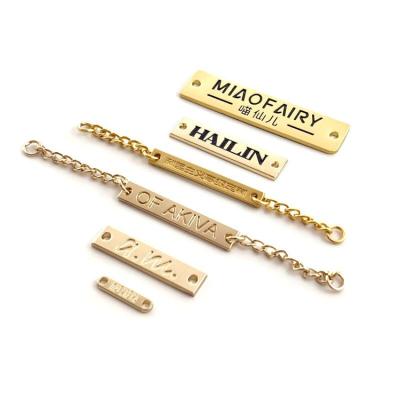 China China Custom Handbag Hardware Accessories Factory Label Manufacturer Metal Bag Tags Wallet Metal Gold Engraved Logo Plate For Handbag for sale