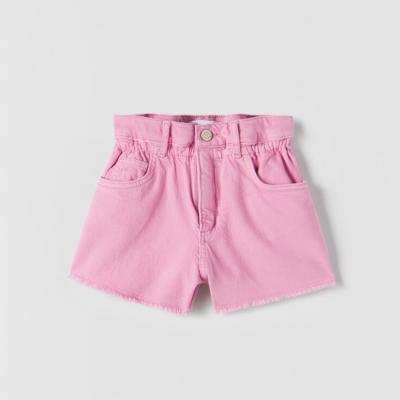 China Girl's Breathable Shorts Denim Cotton Candy Color Shorts Mid Waist Pink Denim Shorts for sale