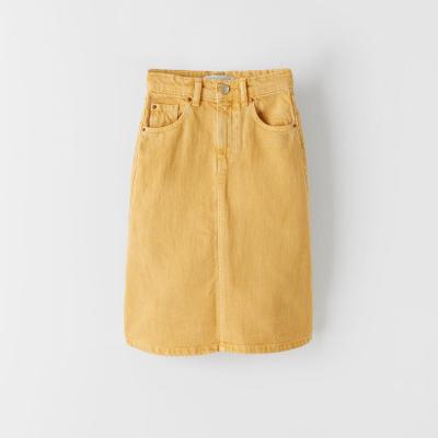 China Plus Size Summer Girls Breathable Casual Denim Skirt Vintage Teens High Waist Yellow Yellow Skirts for sale