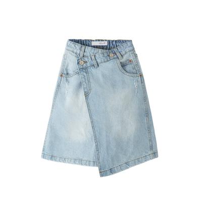 China High Waist Denim Skirt Light Wash Girls Casual Irregular Breathable Mini Skirt Girls Denim Skirt 2021 Summer for sale