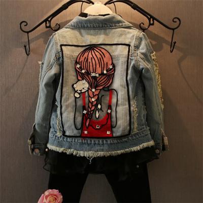 China New Style Cartoon Style Coat Kids Denim Fashionable Teenage Denim Jacket Viable Long Jacket for sale