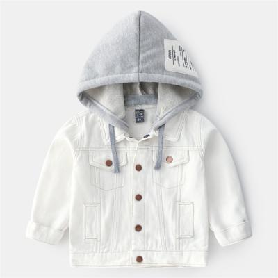 China Children's Soft Sustainable Baby Outwear Long Jean Jacket Hooded Denim Coat Kids Denim Jacket for sale