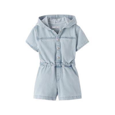 China 2021 Latest Design Breathable Jeans Wear Short Sleeve Girls Denim Overalls for sale